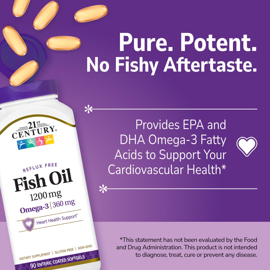 21st Century Fish Oil, 1,200 mg, 90 Enteric Coated Softgels, view 4