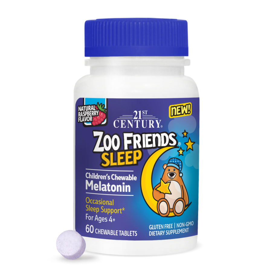 21st Century Zoo Friends Sleep, Children's Chewable Melatonin, Ages 4+, Raspberry, 60 Chewable Tablets, view 3