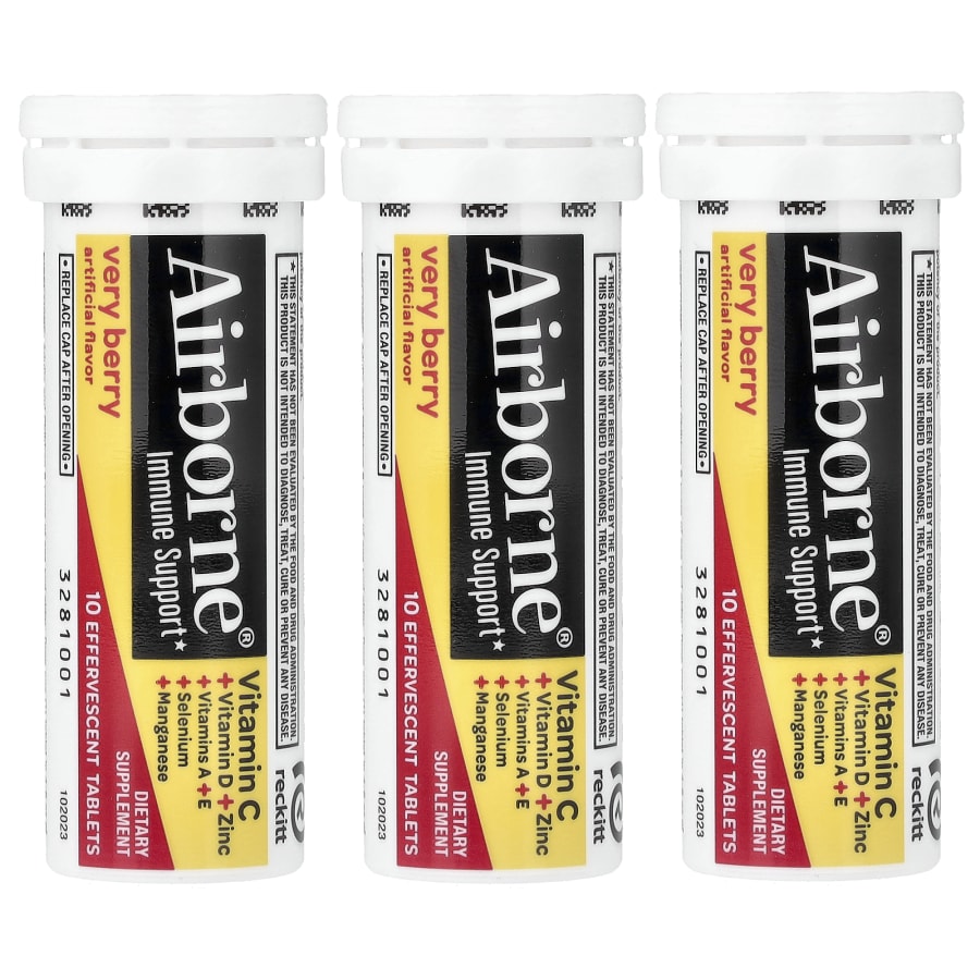 AirBorne Immune Support Supplement, Very Berry, 3 Tubes, 10 Effervescent Tablets Each, view 3