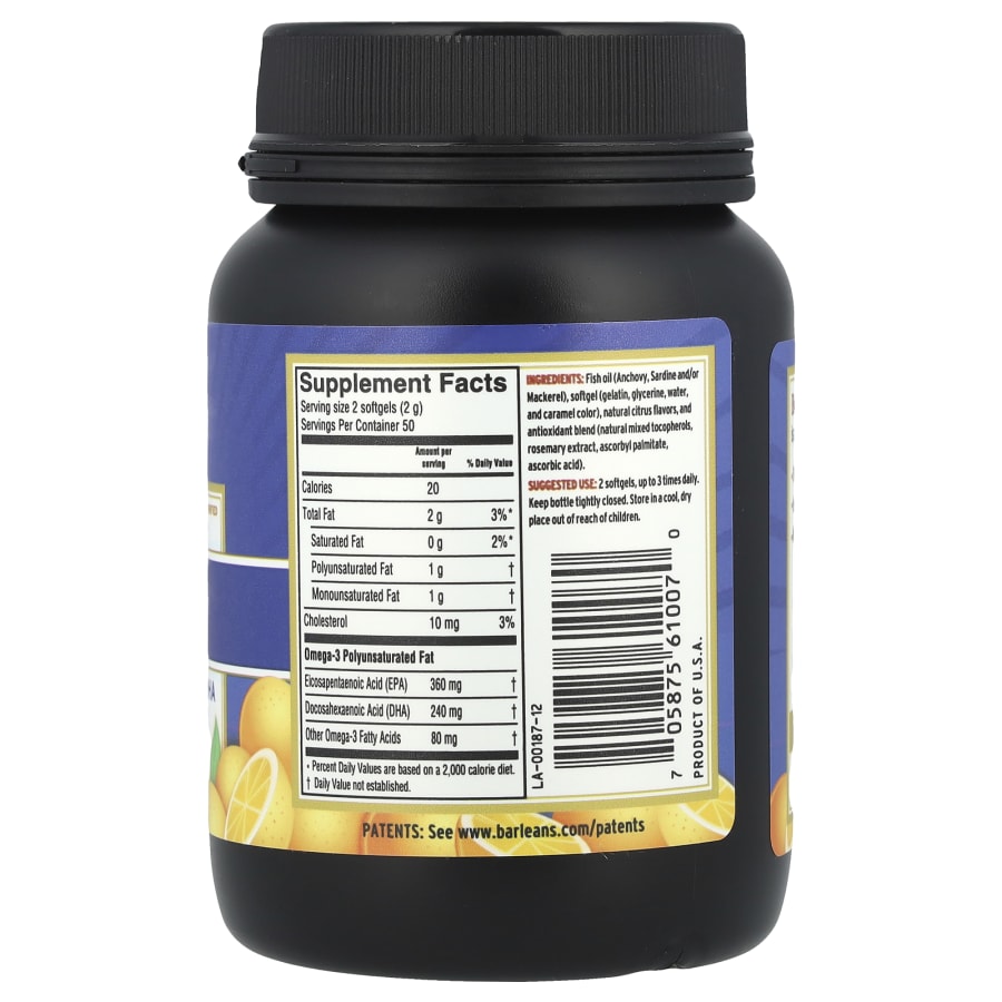 Barlean's Fresh Catch®, Fish Oil, Omega-3 EPA/DHA, Orange, 100 Softgels (300 mg per Softgel), view 2