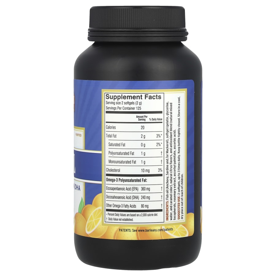 Barlean's Fresh Catch®, Fish Oil, Omega-3 EPA/DHA, Orange, 250 Softgels (300 mg per Softgel), view 2