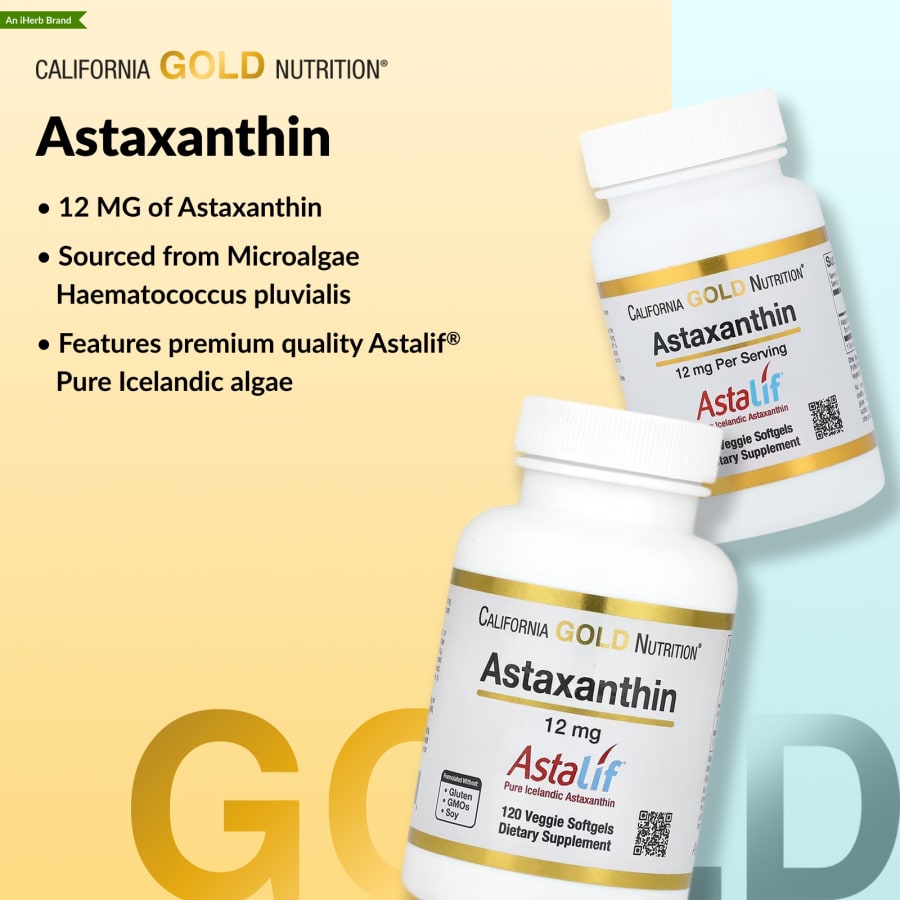 California Gold Nutrition Astaxanthin, Astalif® Pure Icelandic, 12 mg, 30 Veggie Softgels, view 4