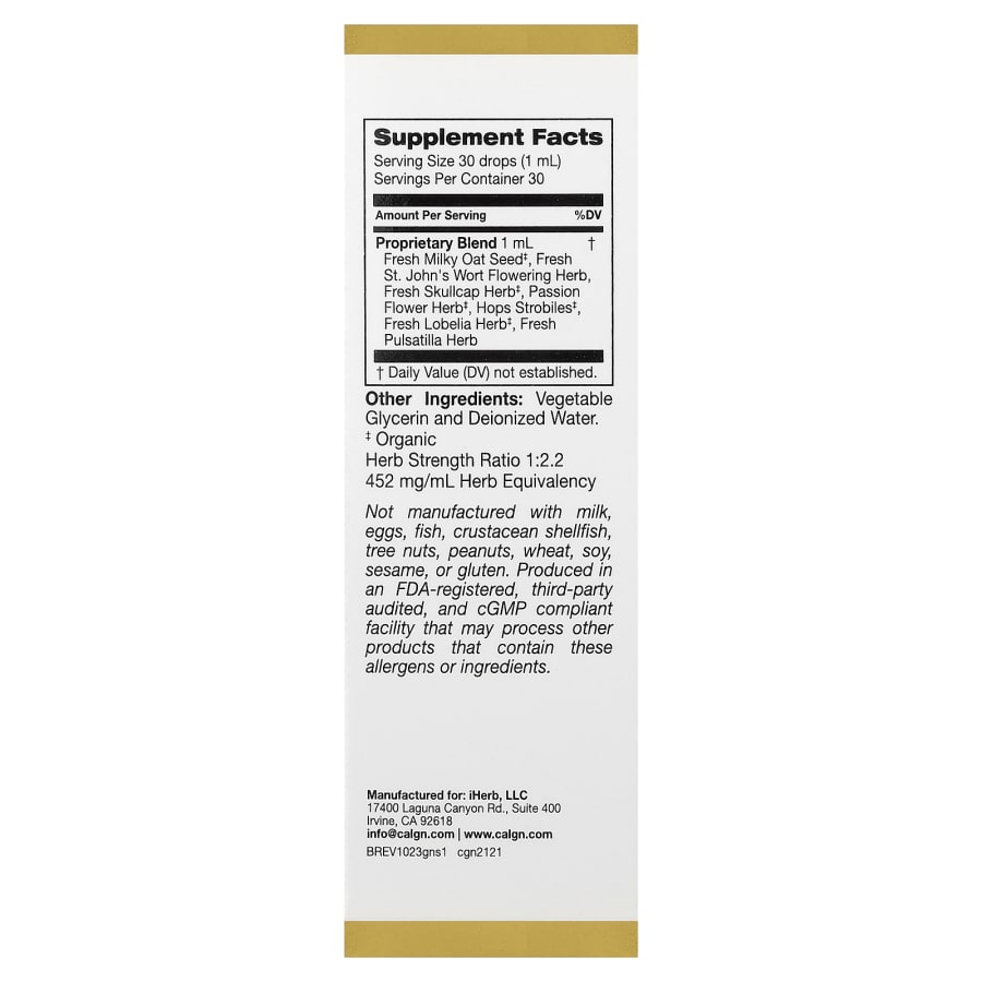 California Gold Nutrition Goodnight Sleep with Fresh Milky Oat Seed, St. John's Wort, Skullcap, and Passion Flower Herbs, 1 fl oz (30 ml), view 2