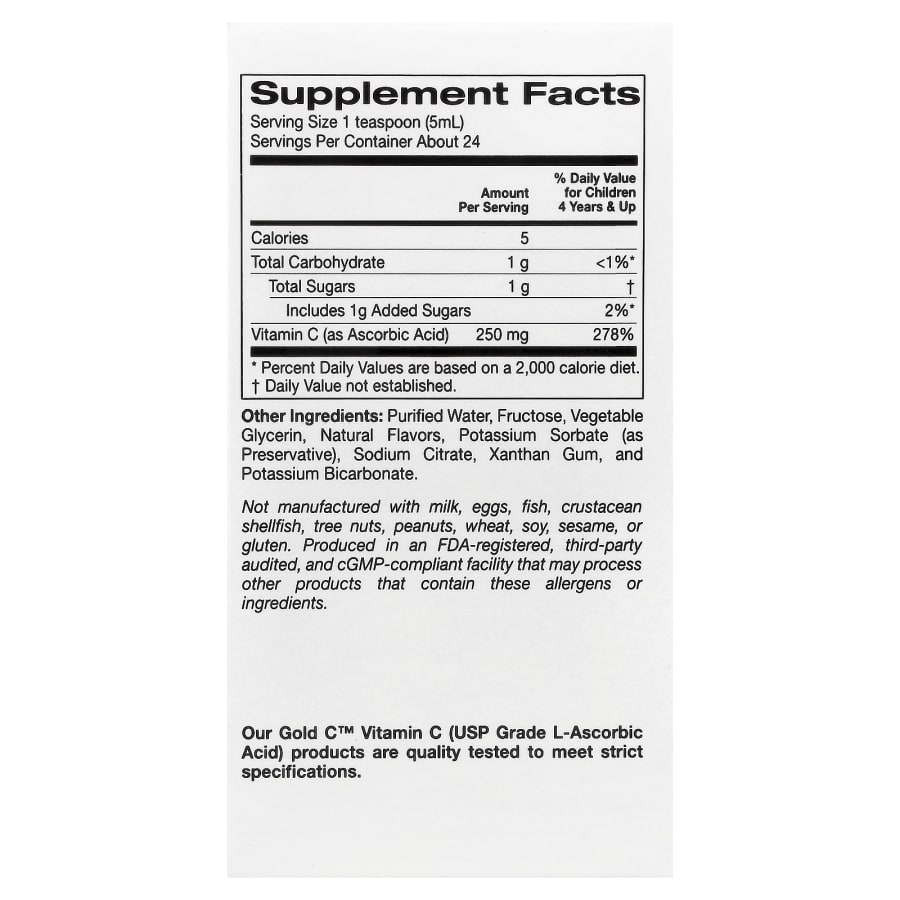 California Gold Nutrition Kids Gold C™, Liquid Vitamin C, Orange, 4 fl oz (118 ml), view 2