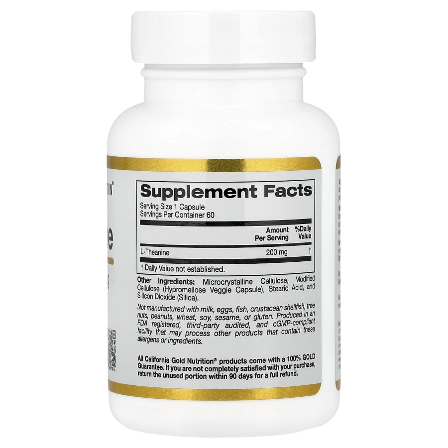 California Gold Nutrition L-Theanine, Featuring AlphaWave®, 200 mg, 60 Veggie Capsules, view 2