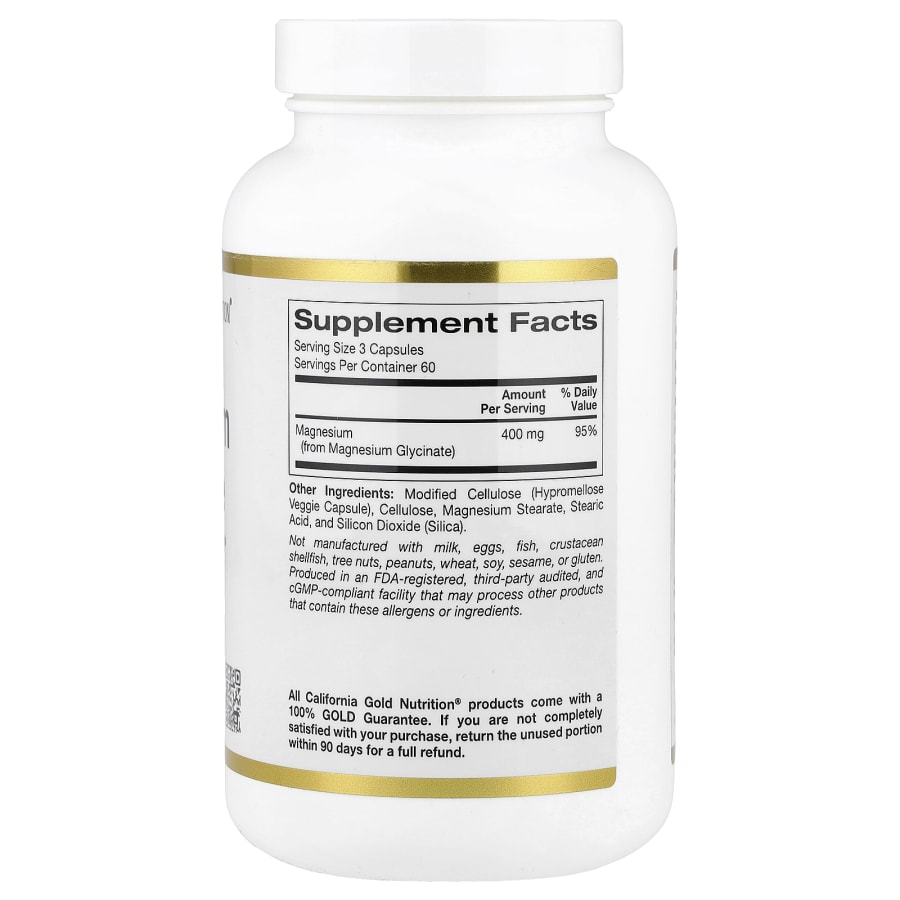 California Gold Nutrition Magnesium Glycinate, 180 Veggie Capsules (133 mg per Capsule), view 2