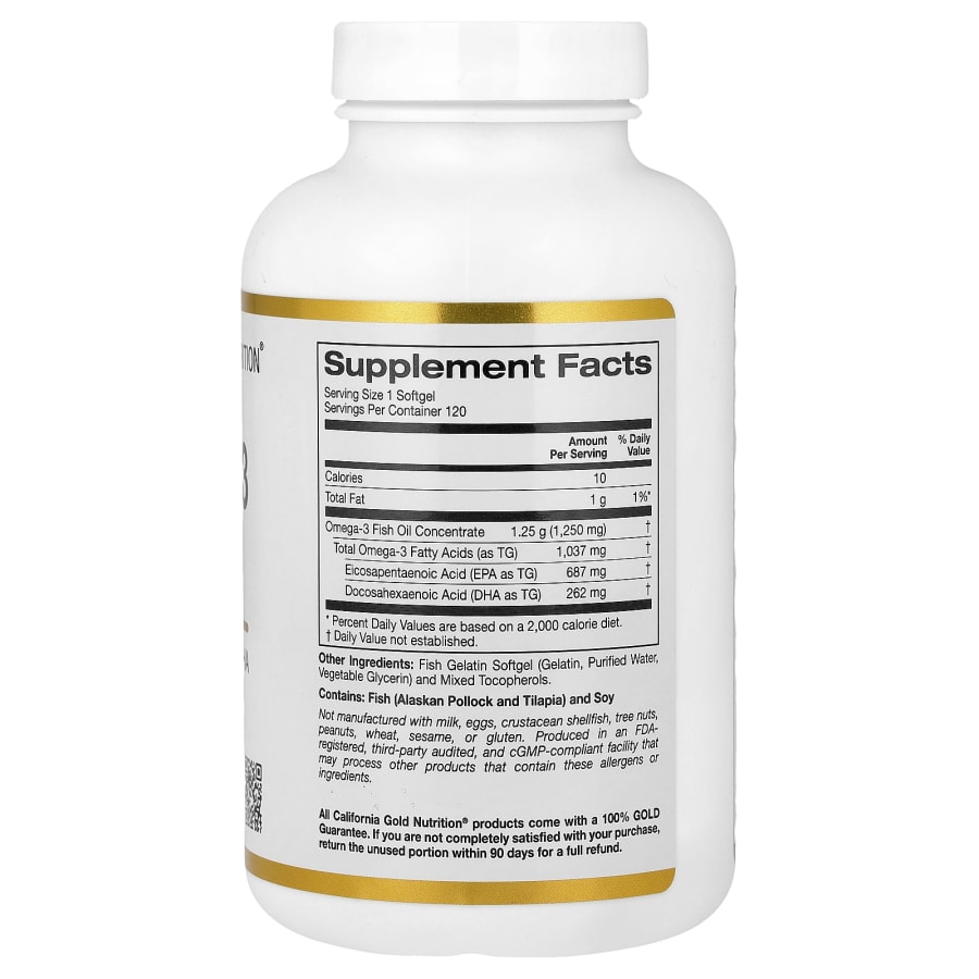 California Gold Nutrition Omega-3 Fish Oil, 120 Fish Gelatin Softgels (1,250 mg per Softgel), view 2