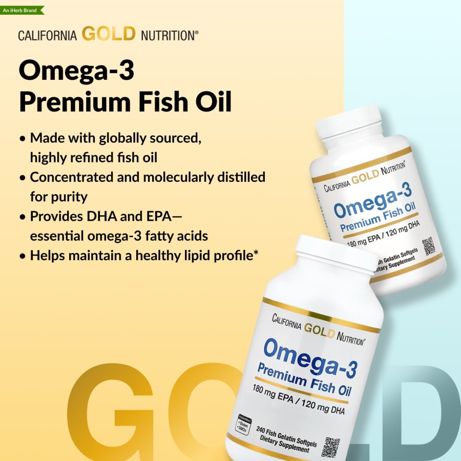 California Gold Nutrition Omega-3, Premium Fish Oil, 240 Fish Gelatin Softgels (1,100 mg per Softgel), view 4