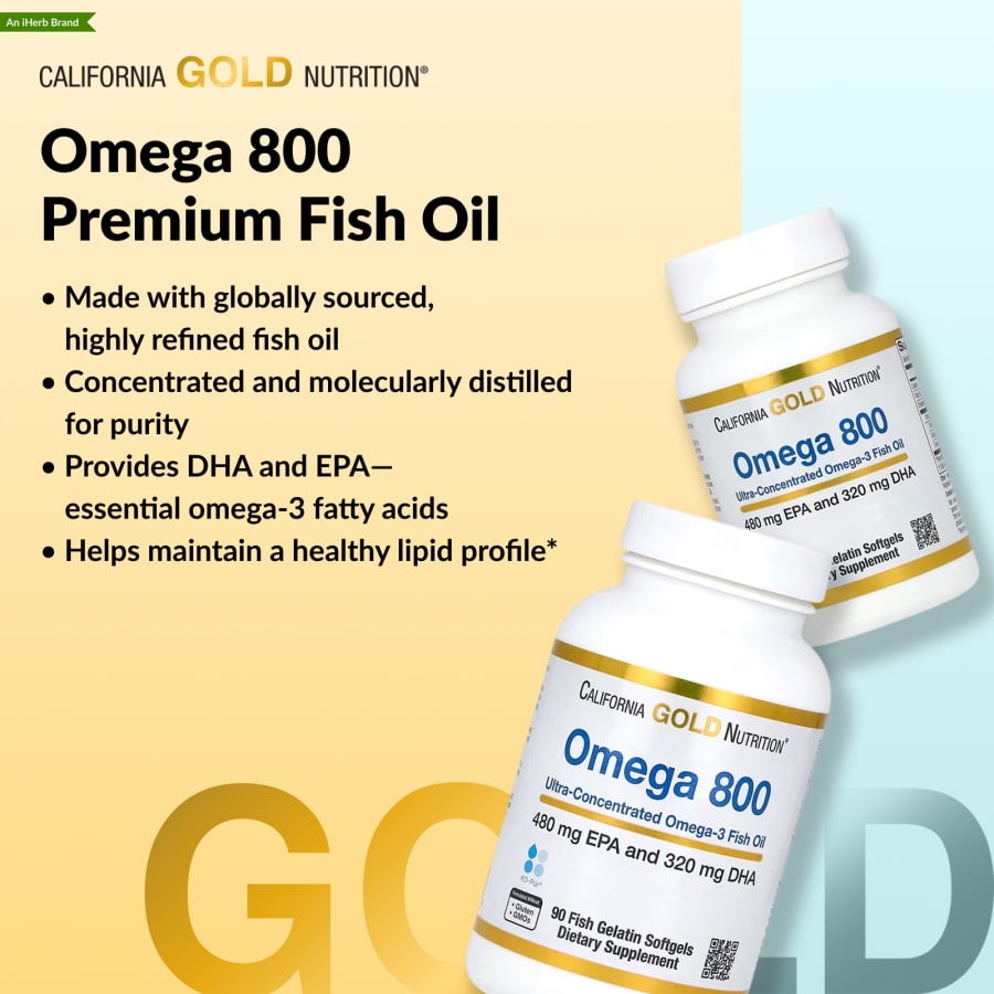 California Gold Nutrition Omega 800, 90 Fish Gelatin Softgels (1,000 mg per Softgel), view 4