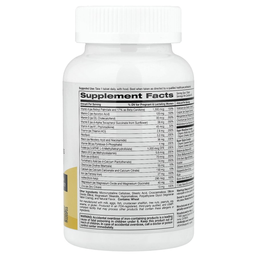 California Gold Nutrition Simply One®, Prenatal Multivitamin with Super Greens, Spices, Vitamin A, and Folate, 90 Tablets, view 2
