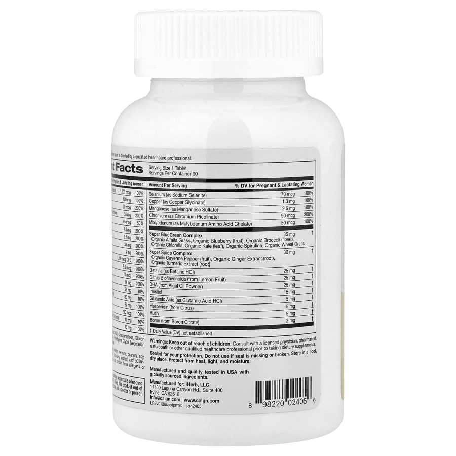 California Gold Nutrition Simply One®, Prenatal Multivitamin with Super Greens, Spices, Vitamin A, and Folate, 90 Tablets, view 3