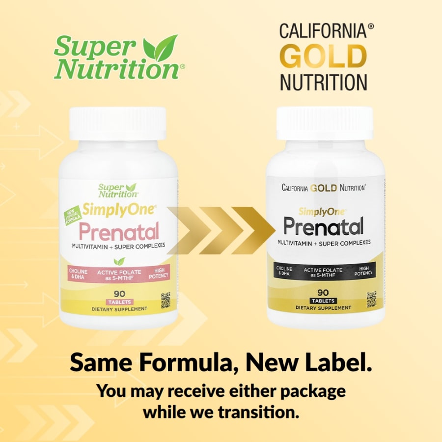 California Gold Nutrition Simply One®, Prenatal Multivitamin with Super Greens, Spices, Vitamin A, and Folate, 90 Tablets, view 4