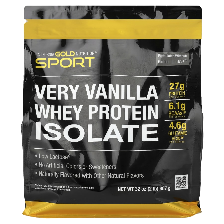 California Gold Nutrition Sport, Whey Protein Isolate with Organic Cane Sugar, with Sunflower Lecithin, Very Vanilla, 2 lb (907 g)