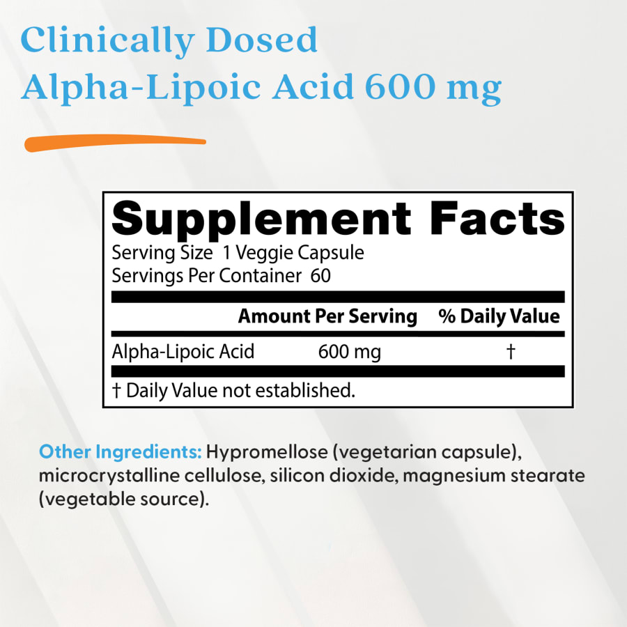Doctor's Best Alpha-Lipoic Acid 600, 600 mg, 60 Veggie Caps, view 4