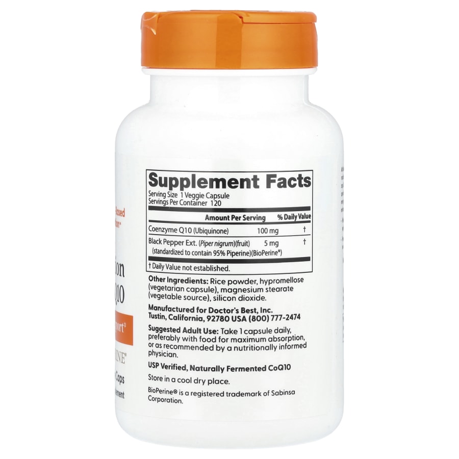 Doctor's Best High Absorption CoQ10 with BioPerine®, 100 mg, 120 Veggie Caps, view 2