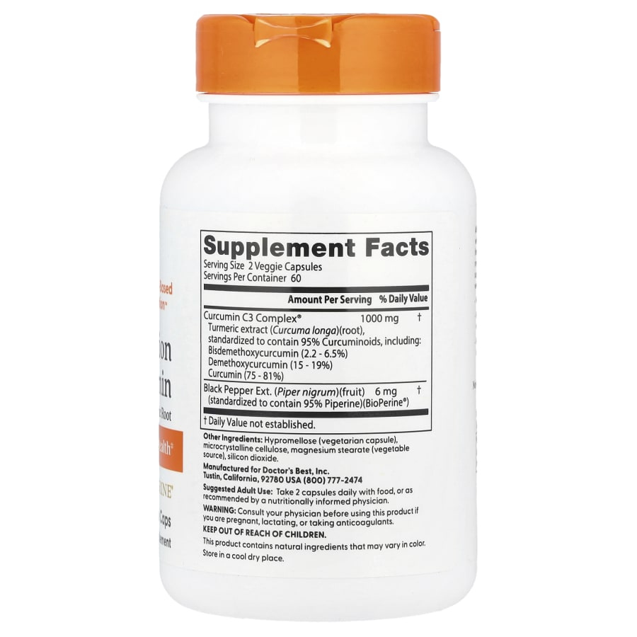 Doctor's Best High Absorption Curcumin, 120 Veggie Caps, view 2