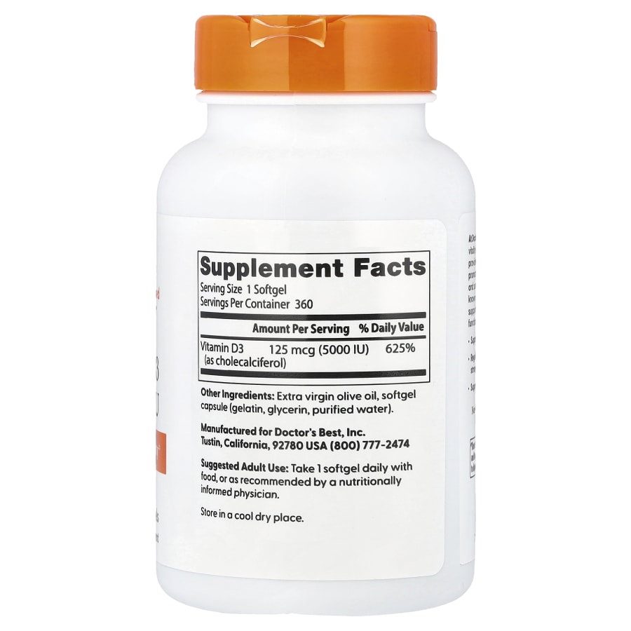 Doctor's Best Vitamin D3, 125 mcg (5,000 IU), 360 Softgels, view 2