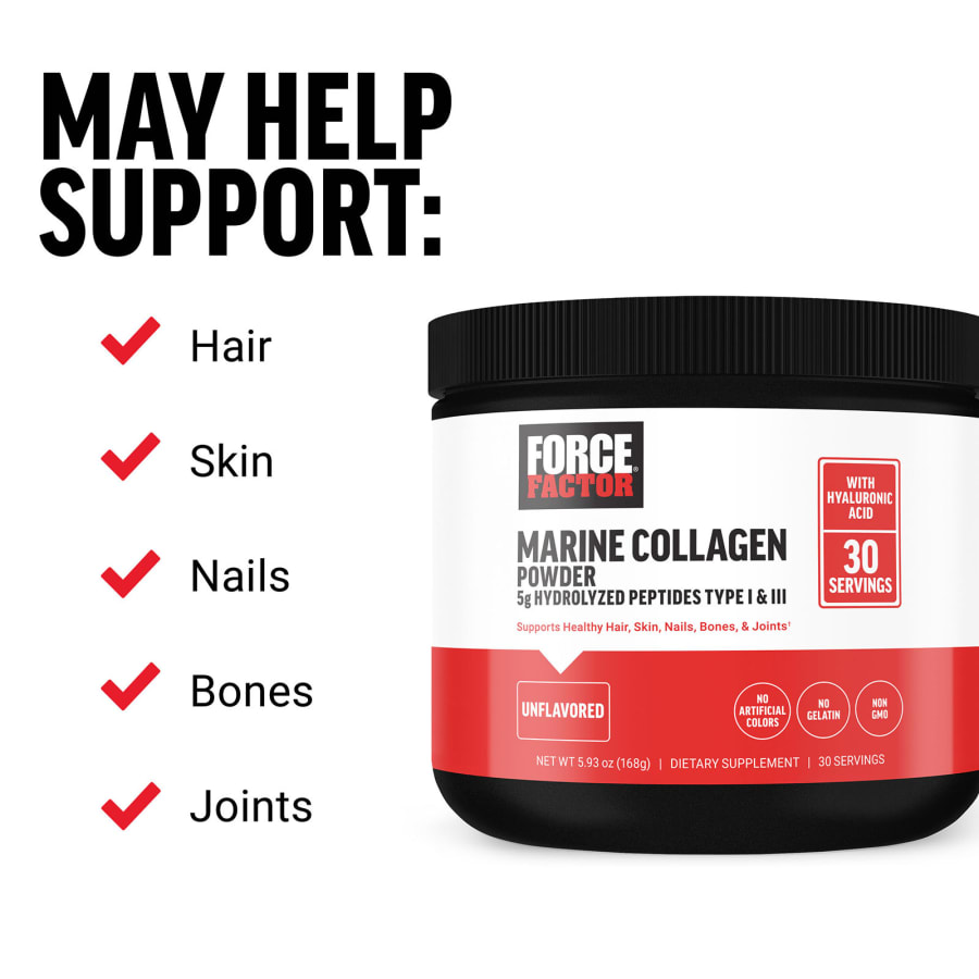 Force Factor Marine Collagen Powder, Unflavored, 5.93 oz (168 g), view 3