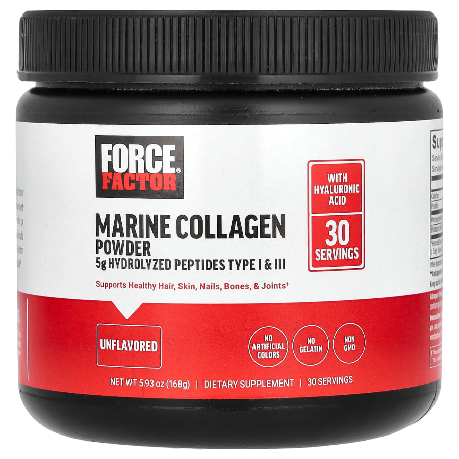 Force Factor Marine Collagen Powder, Unflavored, 5.93 oz (168 g)