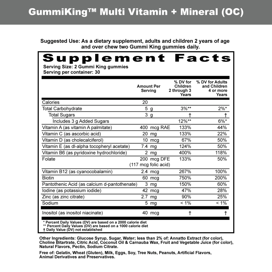GummiKing Multi Vitamin + Mineral For Kids, Grape, Lemon, Orange, Strawberry And Cherry, 60 Gummies, view 4