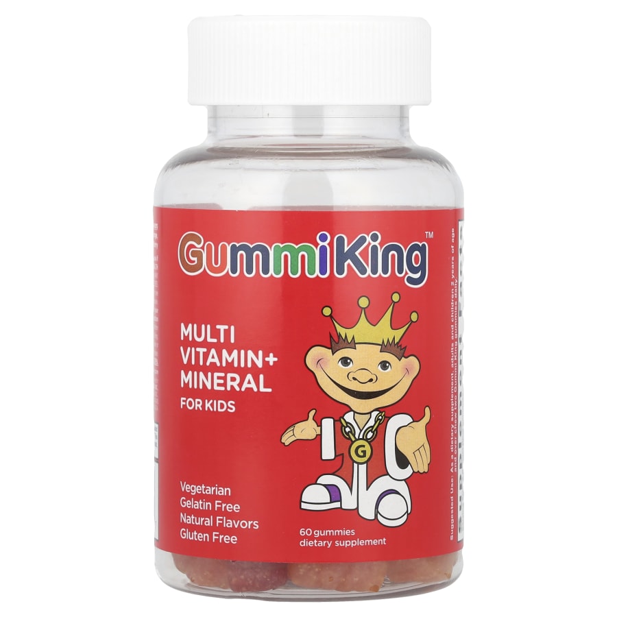 GummiKing Multi Vitamin + Mineral For Kids, Grape, Lemon, Orange, Strawberry And Cherry, 60 Gummies