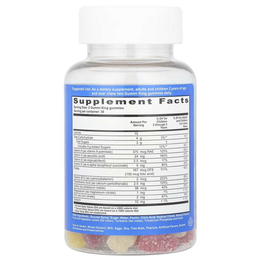 GummiKing Multi Vitamin + Mineral Gummies for Kids, Strawberry, Orange, Lemon, Grape, Cherry and Grapefruit, 60 Gummies, view 2