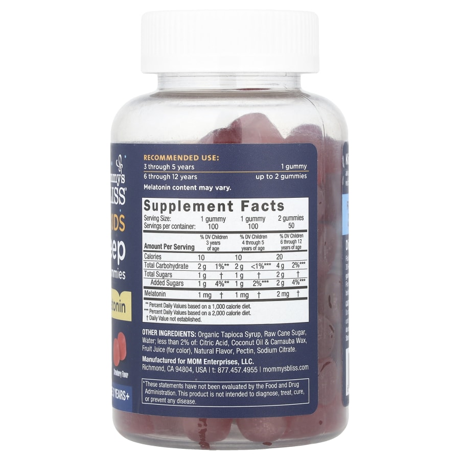 Mommy's Bliss Kids Sleep Gummies With Melatonin, Ages 3 Years+, Strawberry, 1 mg, 100 Gummies, view 2