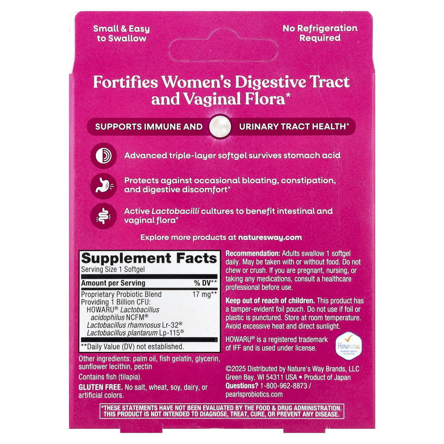 Nature's Way Pearls®, Women's Probiotic , 1 Billion CFU, 30 Softgels, view 2