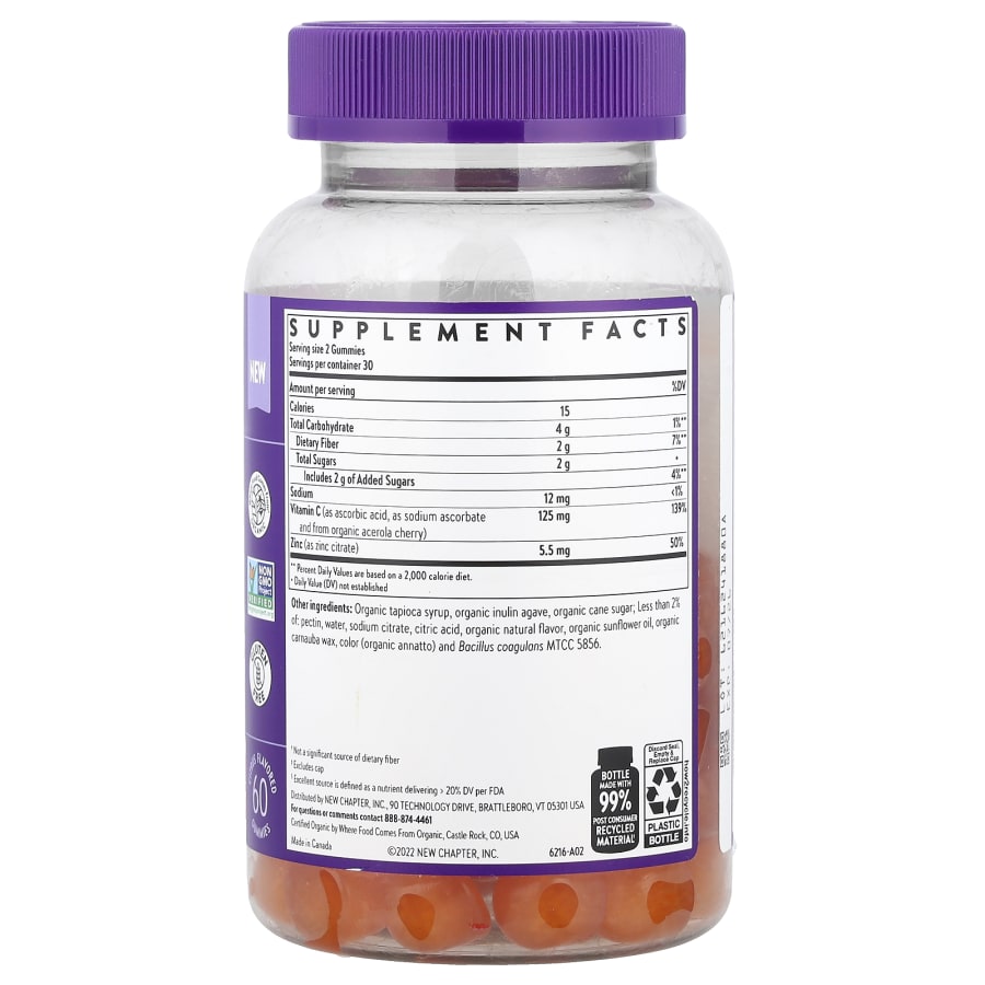 New Chapter Immune Defense Vitamin C+, Citrus, 60 Gummies, view 2