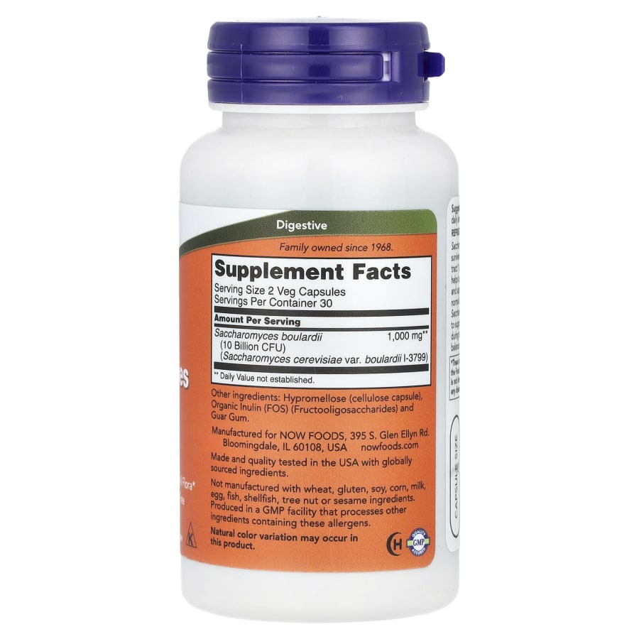NOW Foods Saccharomyces Boulardii, Probiotic , 5 Billion CFU, 60 Veg Capsules, view 2