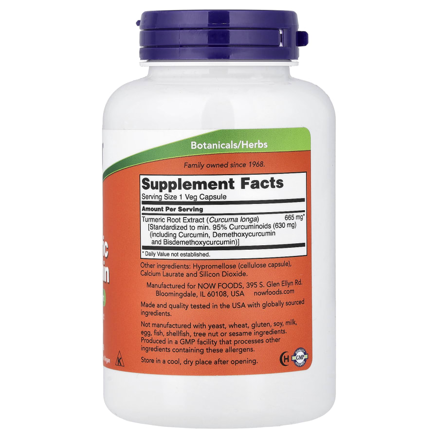 NOW Foods Turmeric Curcumin, 120 Veg Capsules (665 mg per Capsule), view 2