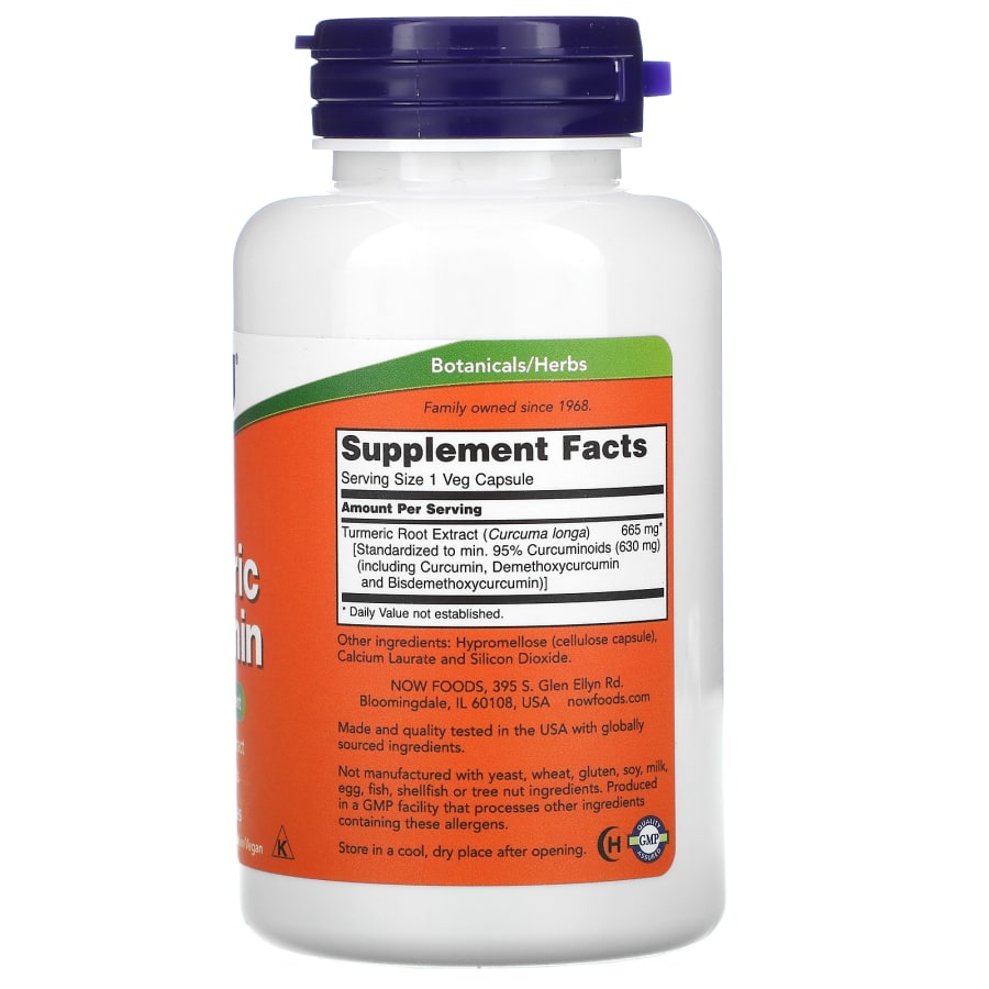 NOW Foods Turmeric Curcumin, 60 Veg Capsules (665 mg per Capsule), view 2