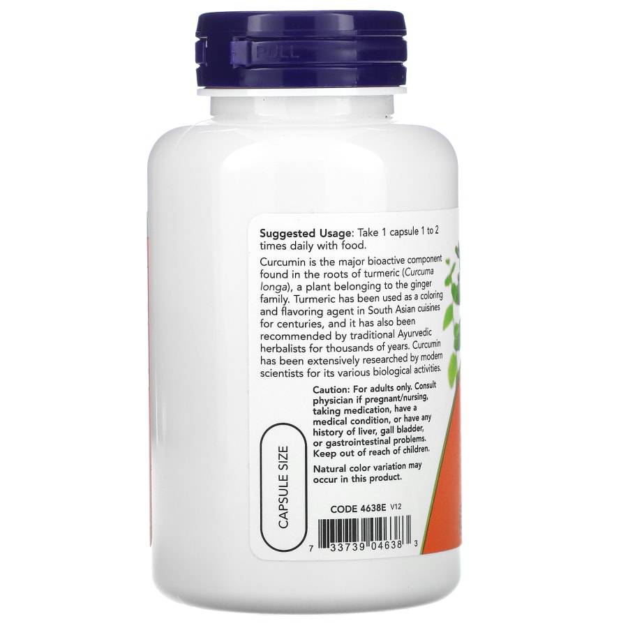 NOW Foods Turmeric Curcumin, 60 Veg Capsules (665 mg per Capsule), view 3