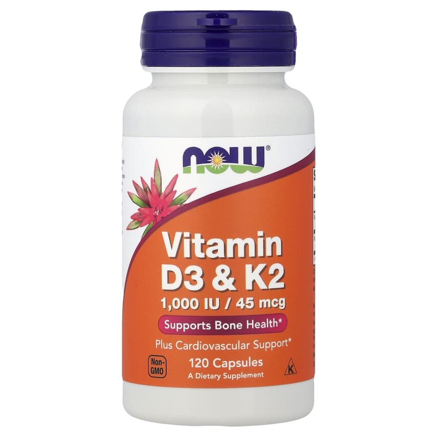 NOW Foods Vitamin D3 & K2, 120 Capsules
