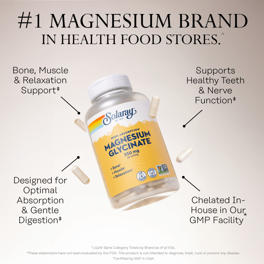Solaray High Absorption Magnesium Glycinate, 120 VegCaps, view 4