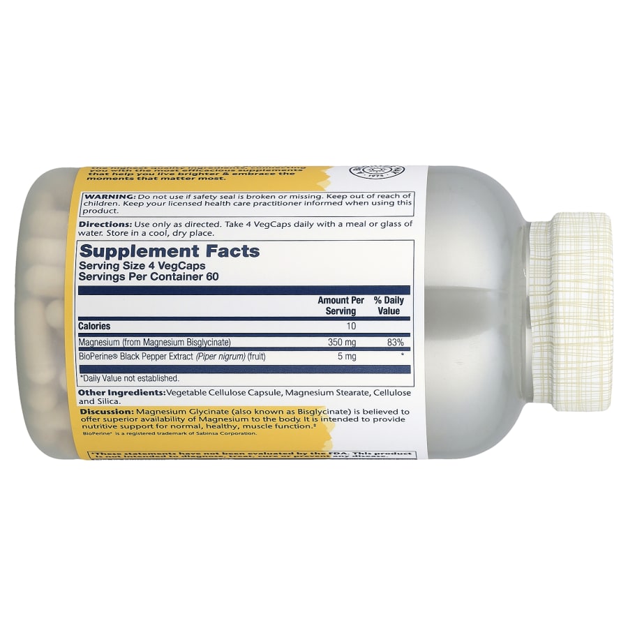 Solaray High Absorption Magnesium Glycinate, 240 VegCaps, view 2