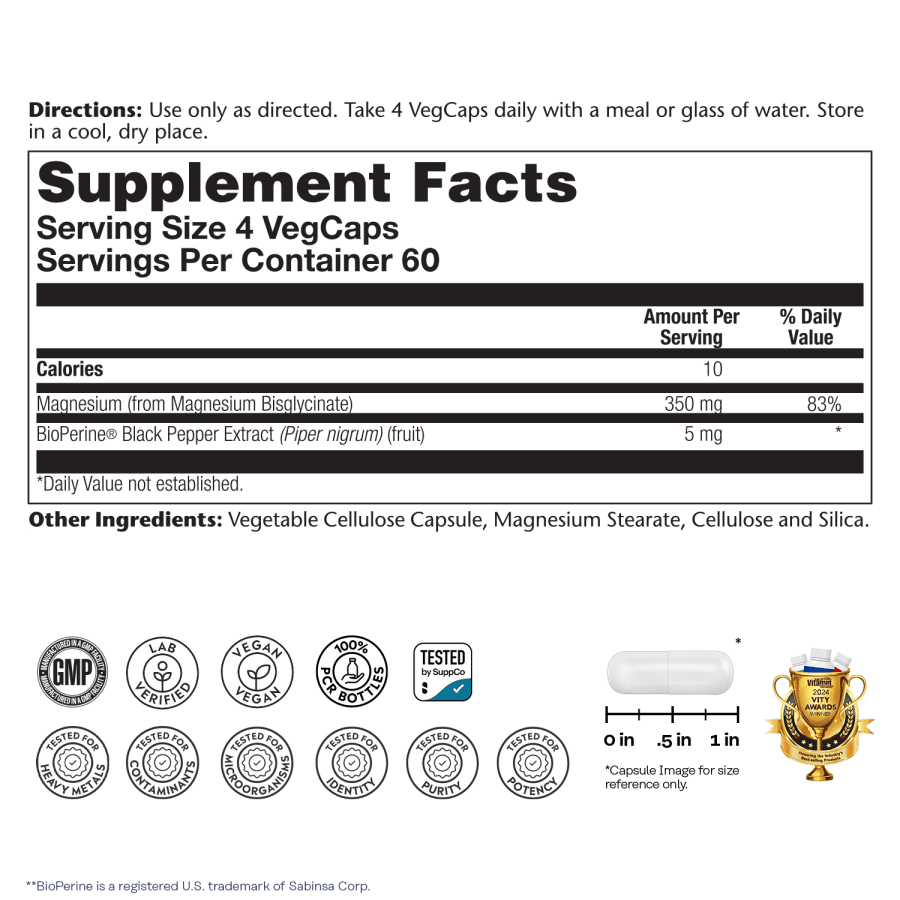 Solaray High Absorption Magnesium Glycinate, 240 VegCaps, view 3
