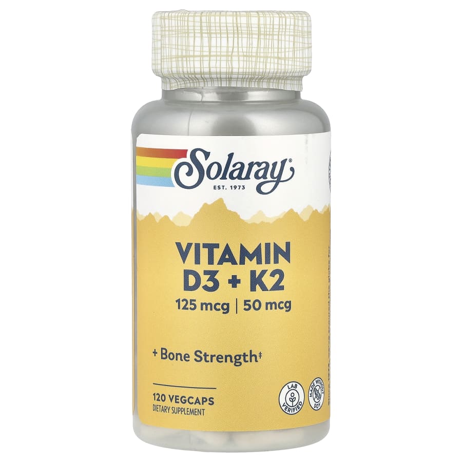 Solaray Vitamin D3 + K2, 120 VegCaps