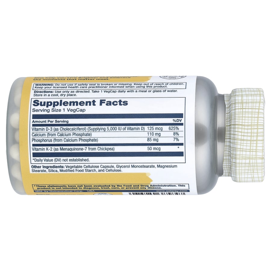 Solaray Vitamin D3 + K2, 60 VegCaps, view 2